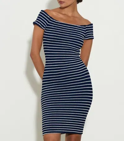 Hunza G Grace Off-shoulder Striped Minidress In Blue