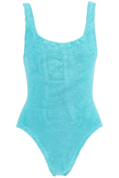 Hunza G One-piece Square Neck Swims In Light Blue