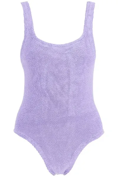 Hunza G One-piece Square Neck Swims In Purple