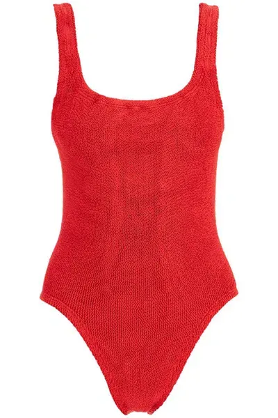 Hunza G One-piece Square Neck Swims In Red