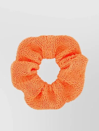 Hunza G Ruffled Texture Fabric Scrunchie In Orange