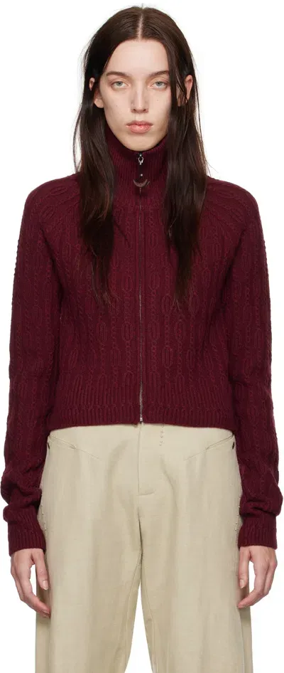 Hyein Seo Burgundy Cropped Knit Sweater