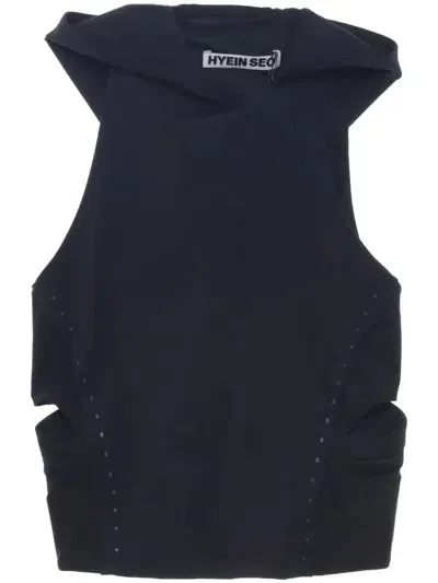 Hyein Seo Black Hooded Tank Top In 1