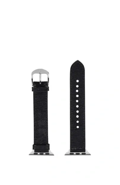 Hyer Goods Apple Watch Band 38mm/ 40mm/ 41mm In Black Lizard/ Silver