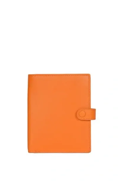 Hyer Goods Upcycled Leather Passport Wallet In Neon Orange