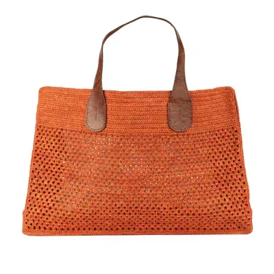 Ibeliv Orange Raffia Havana Tote Bag