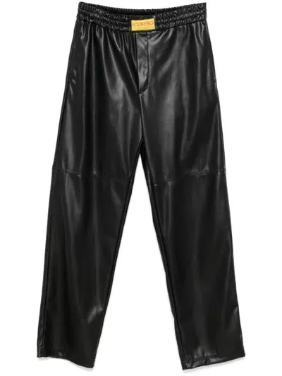 Iceberg Faux-leather Trousers In 黑色