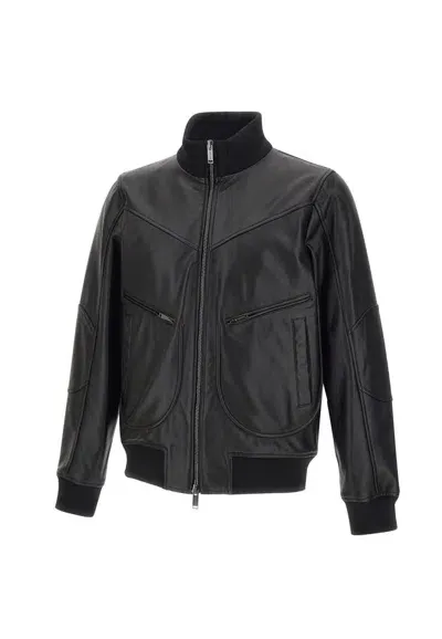 Iceberg High Neck Zipped Bomber Jacket In Black