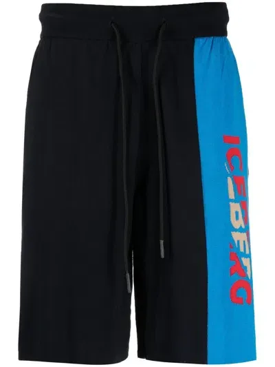 Iceberg Drawstring Waist Logo Shorts In Blue