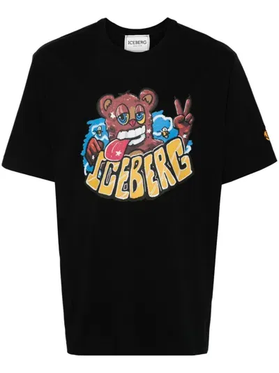 Iceberg Logo-print T-shirt In Black