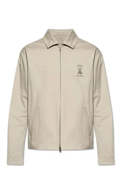 Iceberg Zip-up Twill Shirt Jacket In Grey