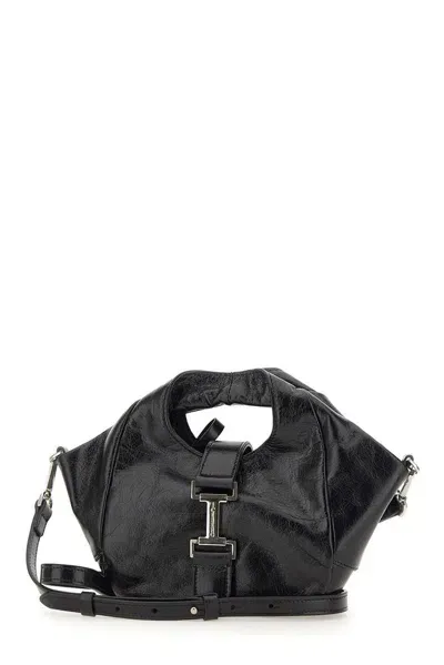 Iceberg Logo Printed Zipped Crossbody Bag In Black