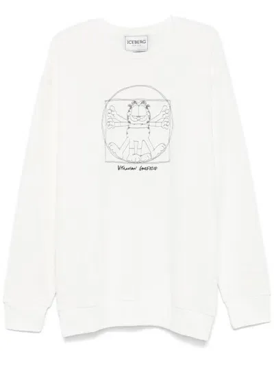 Iceberg X Garfield Cartoon-embroidered Sweatshirt In White