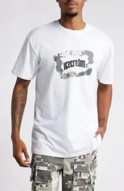 Icecream Blurred Cotton Graphic T-shirt In Bleach White