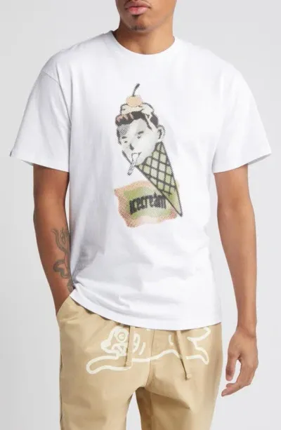 Icecream Coneman Cotton Graphic T-shirt In White