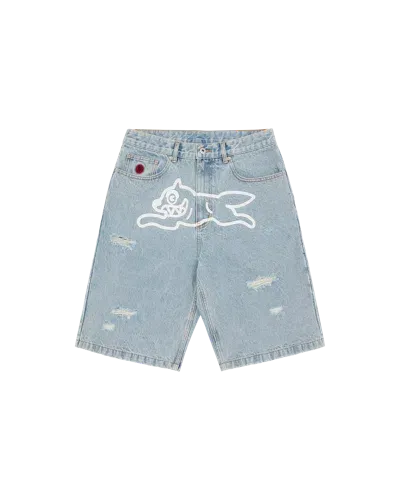 Icecream Europe Kids' Running Dog Denim Shorts In Heavy Wash Blue