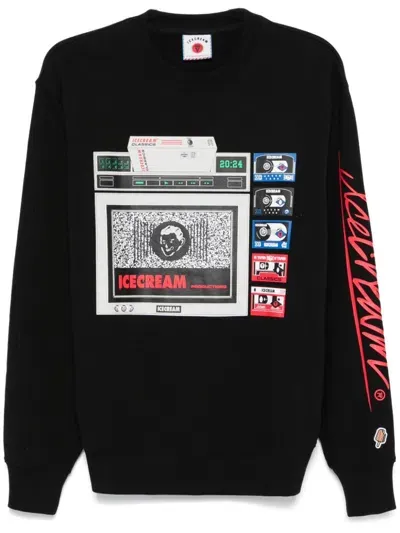 Icecream Ictv Crewneck Sweatshirt In Black