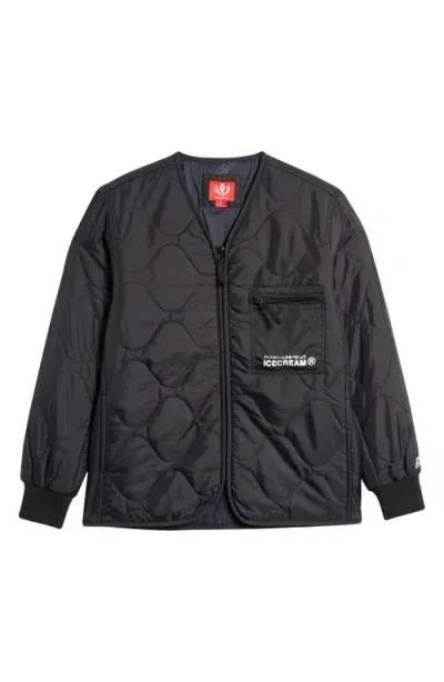 Icecream Quilted Nylon Work Jacket In 黑色