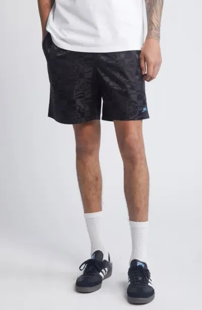 Icecream Running Check Nylon Drawstring Shorts In Black