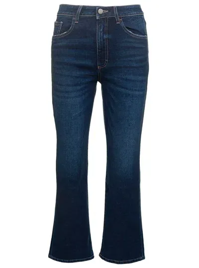 Icon Denim 'pam' Blue Five-pockets Flared Jeans In Cotton Blend Denim Woman In Black