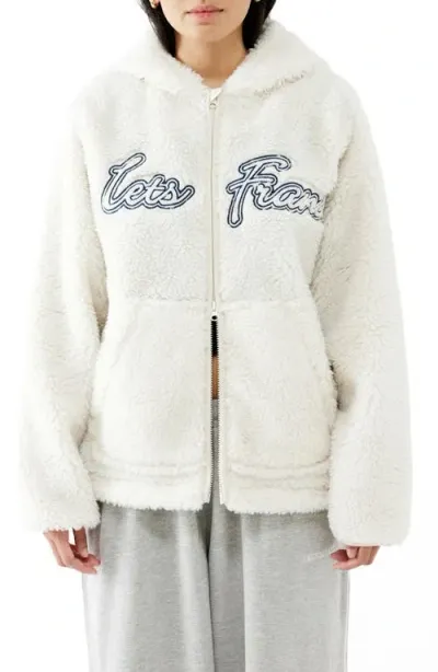 Iets Frans Fluffy Faux Shearling Jacket In Ecru