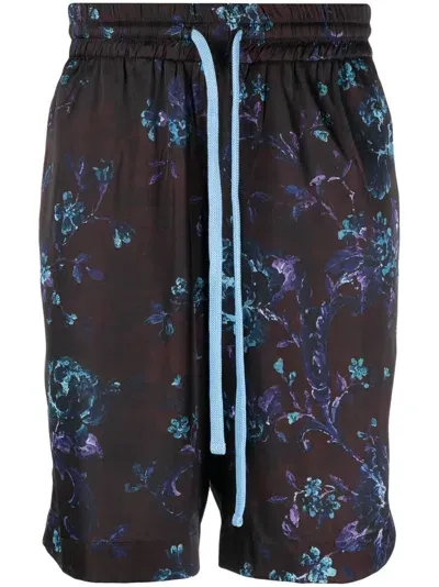 Ih Nom Uh Nit Roses Print Shorts In Black