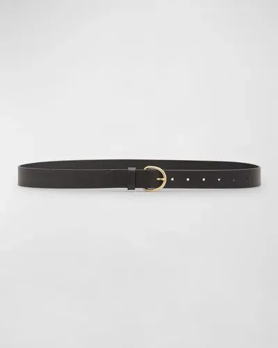 Il Bisonte Classic Calf Leather Buckle Belt In Black