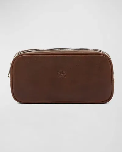 Il Bisonte Men's Cestello Leather Toiletry Bag In Coffee