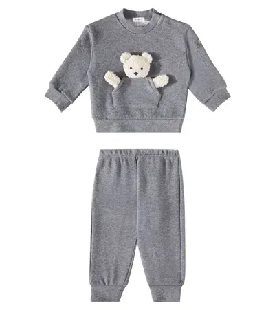 Il Gufo Baby Cotton Sweatshirt And Sweatpants Set In Grau