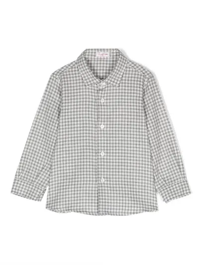 Il Gufo Babies' Check-print Button-up Shirt In Grey