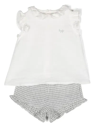 Il Gufo Baby Set Aus Top Und Shorts Aus Leinen In White