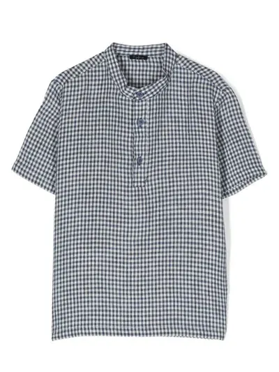 Il Gufo Check-print Short-sleeved Shirt In Blau