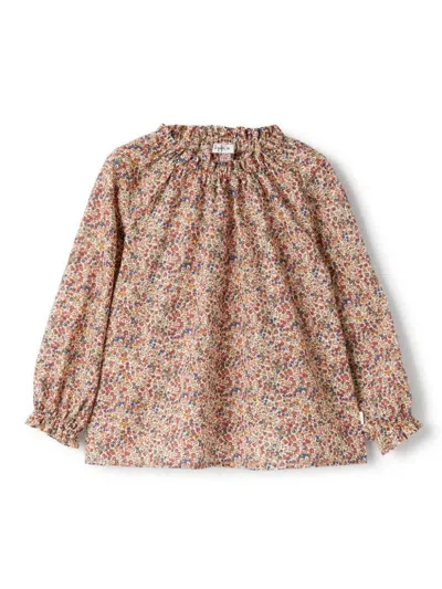 Il Gufo Kids' Floral-print Blouse In Neutrals