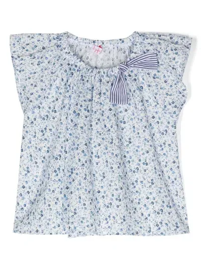 Il Gufo Babies' Floral-print Voile Blouse In Weiss