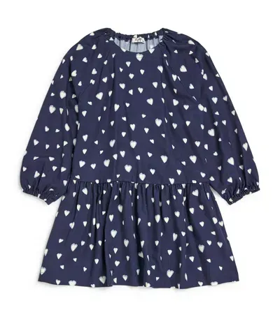 Il Gufo Kids' Heart Print Dress In Blue