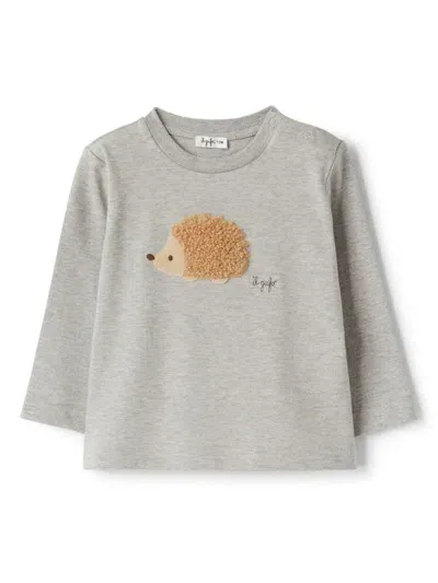 Il Gufo Babies' Hedgehog-motif Cotton T-shirt In 071