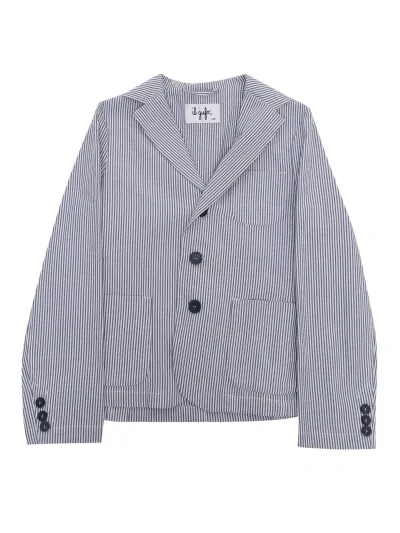 Il Gufo Striped Patterned Single-breasted Blazer In Blue