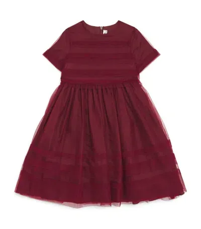 Il Gufo Kids' Tulle Striped Dress (3-10 Years) In Burgundy