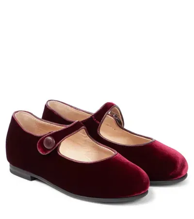 Il Gufo Kids' Velvet Mary Jane Flats In Red