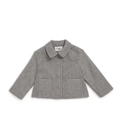 Il Gufo Kids' Wool-blend Collared Jacket In Grey