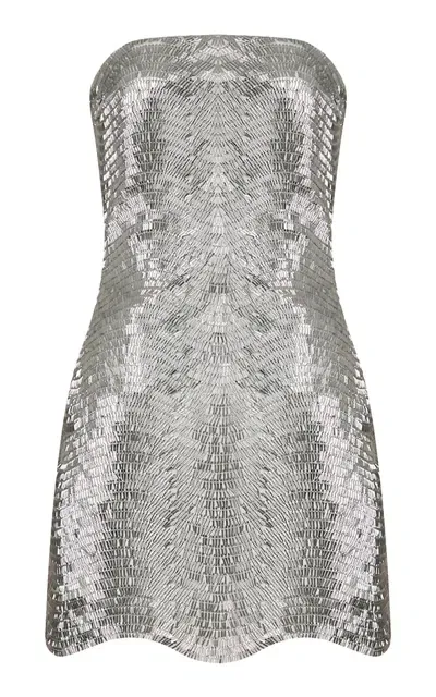 Ila Moss Strapless Sequined Mini Dress In Silver