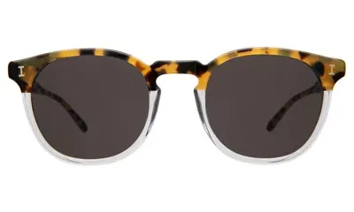 Illesteva Eldridge Sunglasses In H/h Tortoise/clear / Grey Flat