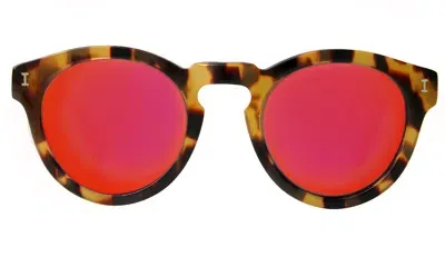 Illesteva Leonard (classic Flex Hinge) Sunglasses In Honey Tortoise / Red Mirror