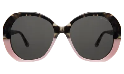 Illesteva Manuela Sunglasses In H/h White Tortoise Pink / Grey