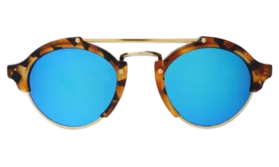 Illesteva Milan Sunglasses In Light Tortoise / Blue Mirror