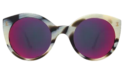 Illesteva Palm Beach Sunglasses In Horn / Pink Mirror