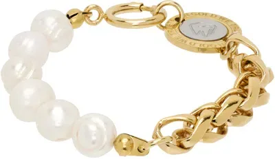 In Gold We Trust Paris Gold Pearl & Logo Clasp Bracelet