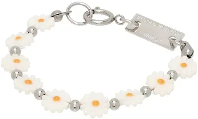 In Gold We Trust Paris Silver & White Flower Bracelet In Palladium