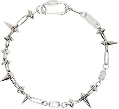 In Gold We Trust Paris Ssense Exclusive Silver Bold Spike Necklace In Palladium