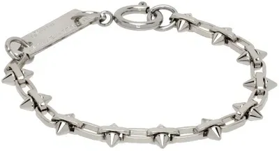 In Gold We Trust Paris Ssense Exclusive Silver Thin Spike Bracelet In Palladium